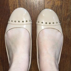 Nude Flats with Gold Studs